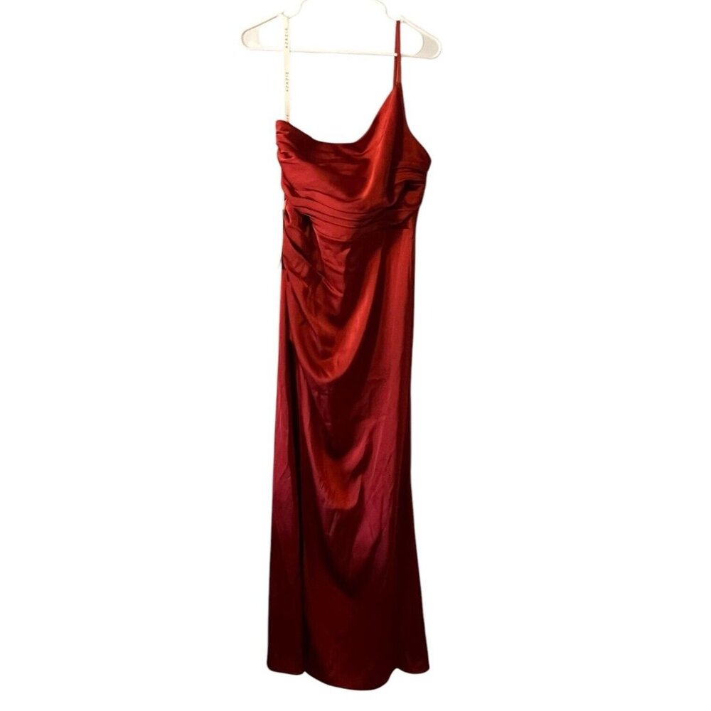 NWT Azazie Eren Bronzer Satin Mermaid Full Length Dress Custom Size A12‎  Rust